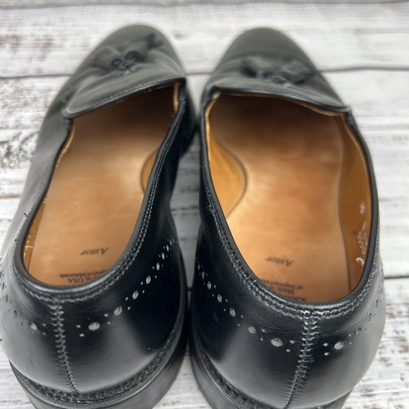 Allen Edmonds Astor 1107 Men\'s 10 D Black Leather Slip On Tassel Loafers Shoes